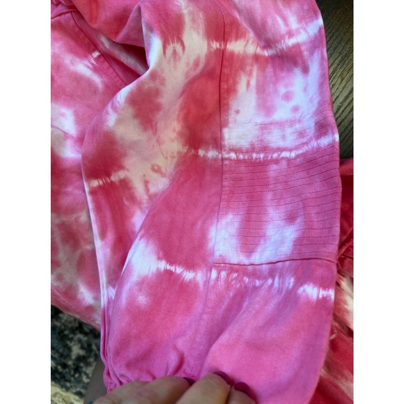LoveShackFancy Peplum Top 3/4 Sleeve Square Neck Pink Tie Dye Size 6 100% Cotton - Picture 4 of 11